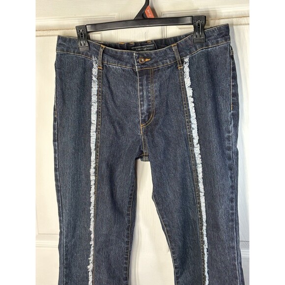 Vintage Jamie Nicole Jeans Size 13 Flat Front Straight Dark Wash Fringe 32/31.5 - Picture 2 of 10